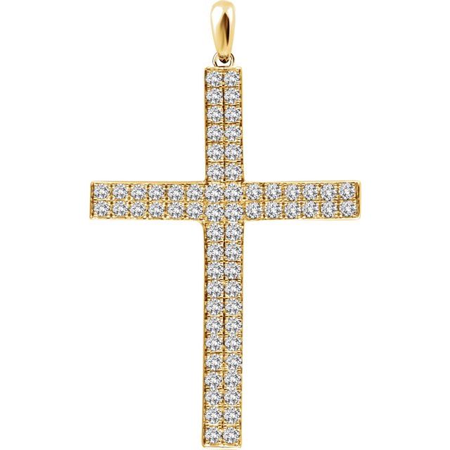 14K Yellow Gold 1 CTW Natural Diamond Cross Pendant