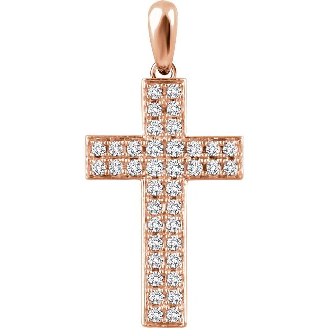 14K Rose Gold 1/4 CTW Natural Diamond Cross Pendant