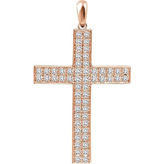 14K Rose Gold 1/2 CTW Natural Diamond Cross Pendant