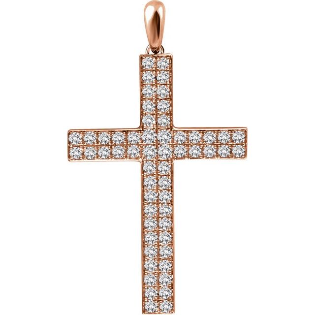 14K Rose Gold 3/4 CTW Natural Diamond Cross Pendant