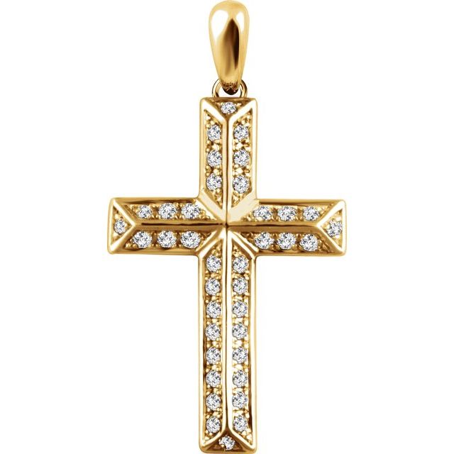 14K Yellow Gold 1/4 CTW Natural Diamond Cross Pendant