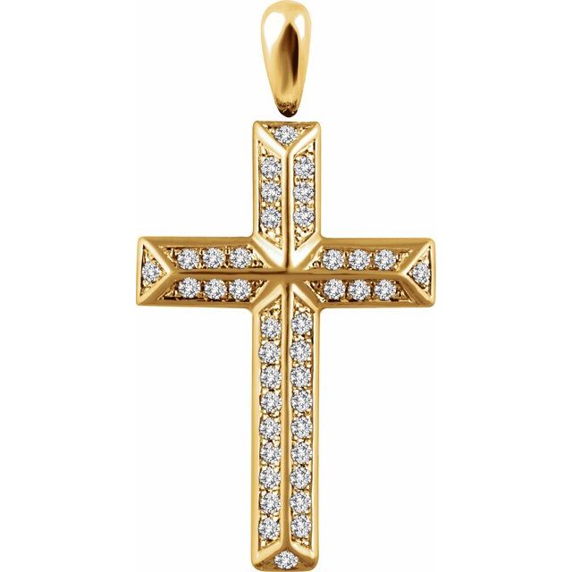 14K Yellow Gold 1/3 CTW Natural Diamond Cross Pendant