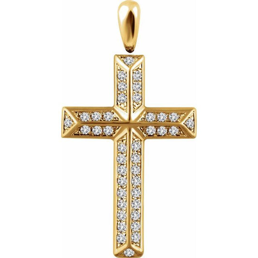 14K Yellow Gold 1/3 CTW Natural Diamond Cross Pendant