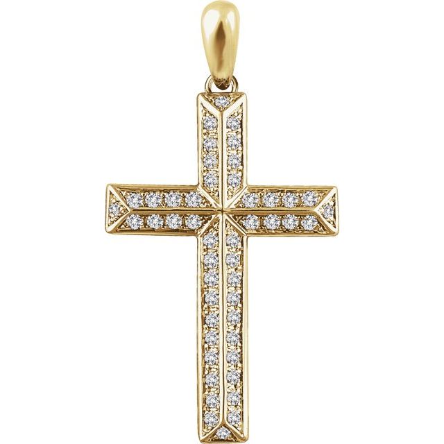 14K Yellow Gold 1/2 CTW Natural Diamond Cross Pendant