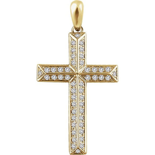 14K Yellow Gold 1/2 CTW Natural Diamond Cross Pendant