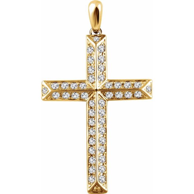 14K Yellow Gold 1 CTW Natural Diamond Cross Pendant