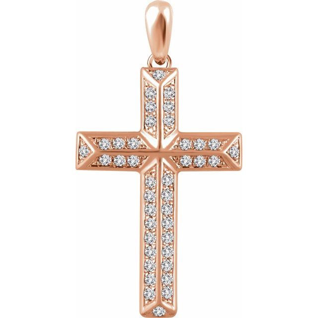 14K Rose Gold 1/3 CTW Natural Diamond Cross Pendant