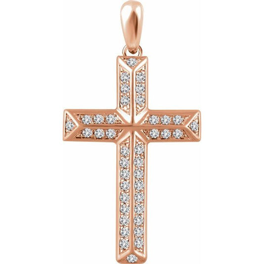 14K Rose Gold 1/3 CTW Natural Diamond Cross Pendant