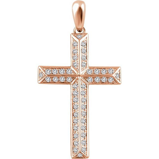 14K Rose Gold 1/2 CTW Natural Diamond Cross Pendant