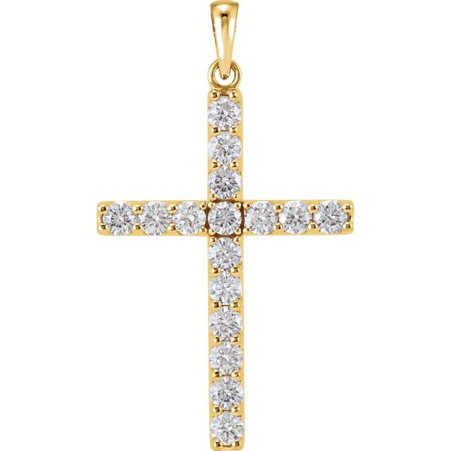 14K Yellow Gold 1 1/4 CTW Natural Diamond Cross Pendant