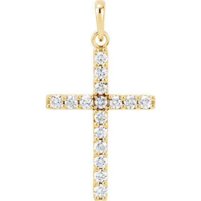 14K Yellow Gold 1/2 CTW Natural Diamond Cross Pendant