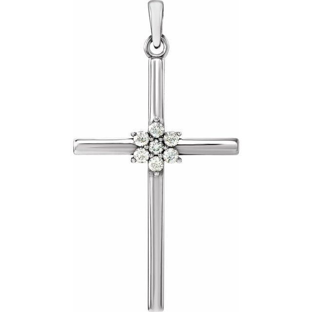 14K White Gold 1/10 CTW Natural Diamond Cross Pendant