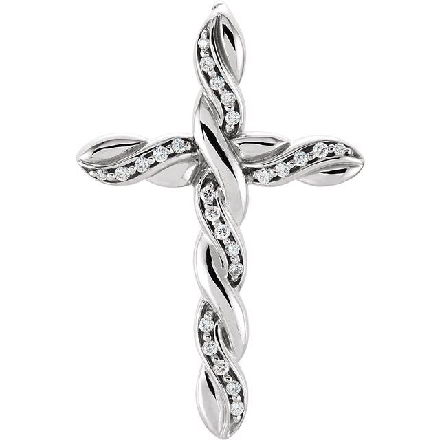 14K White Gold 1/5 CTW Natural Diamond Cross Pendant