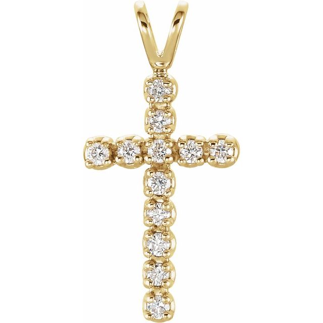 14K Yellow Gold 1/10 CTW Natural Diamond Cross Pendant