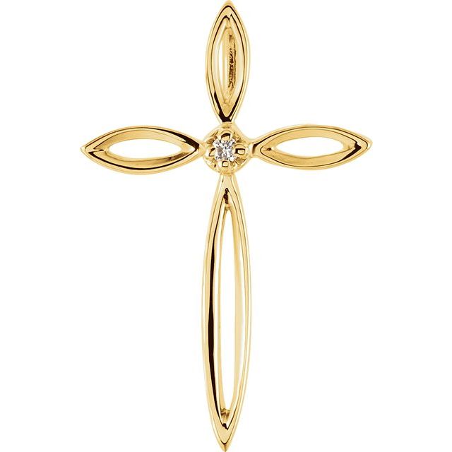 14K Yellow Gold .01 CTW Natural Diamond Cross Pendant