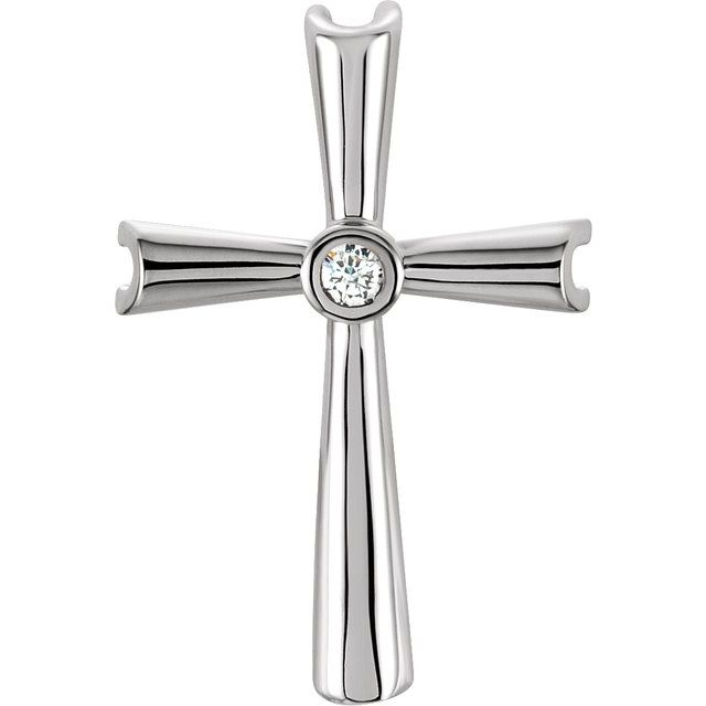 14K White Gold .04 CTW Natural Diamond Cross Pendant