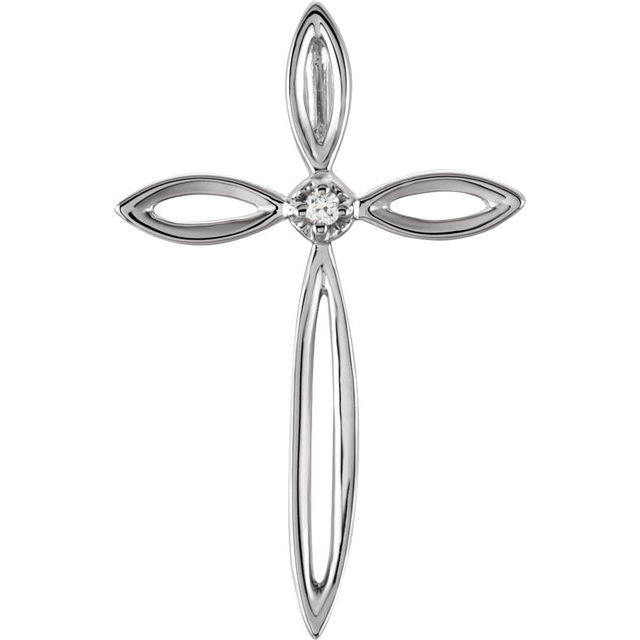 14K White Gold .01 CTW Natural Diamond Cross Pendant