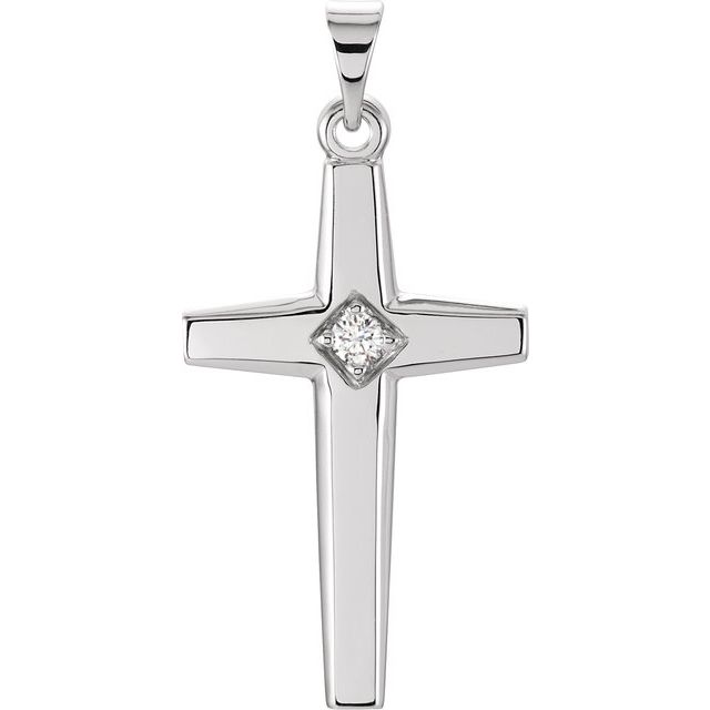14K White Gold .04 CTW Natural Diamond Cross Pendant