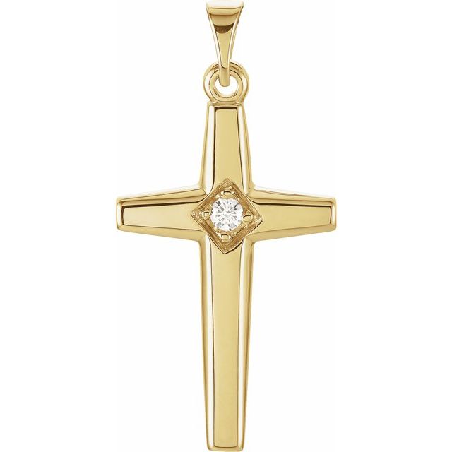 14K Yellow Gold .04 CTW Natural Diamond Cross Pendant
