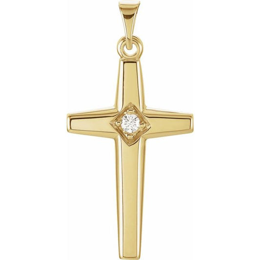 14K Yellow Gold .04 CTW Natural Diamond Cross Pendant