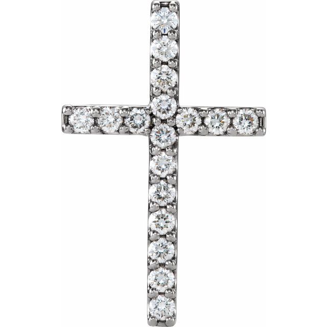 14K White Gold 1/2 CTW Natural Diamond Petite Cross Pendant