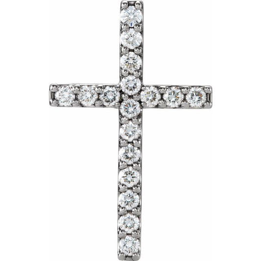 14K White Gold 1/2 CTW Natural Diamond Petite Cross Pendant