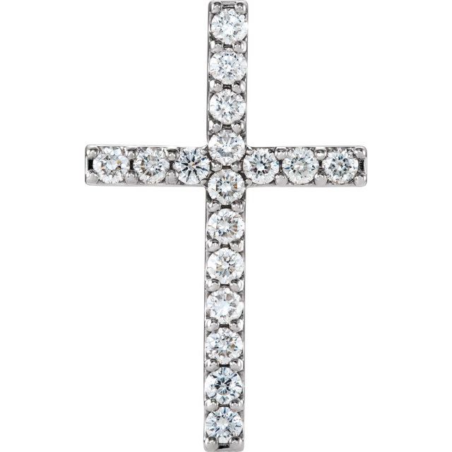 Platinum 1 CTW Natural Diamond Petite Cross Pendant