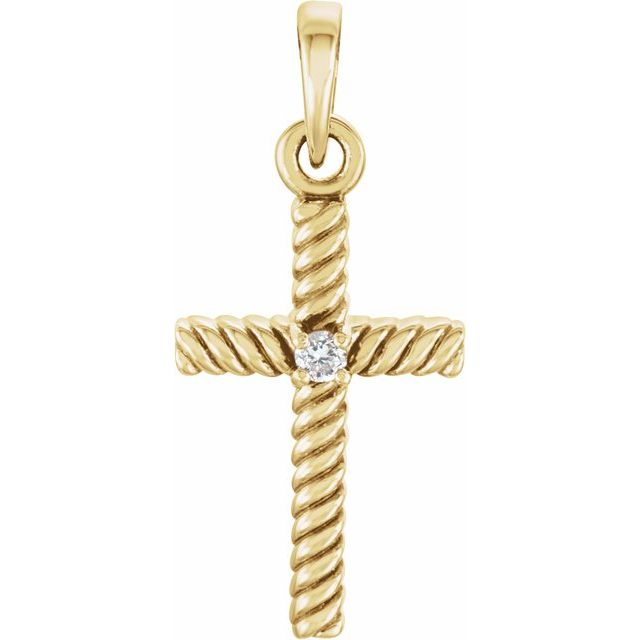 14K Yellow Gold .015 CT Natural Diamond Cross Pendant