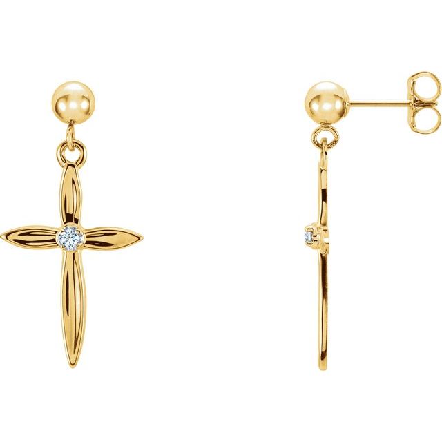 14K Yellow/White Gold .04 CTW Natural Diamond Cross Earrings