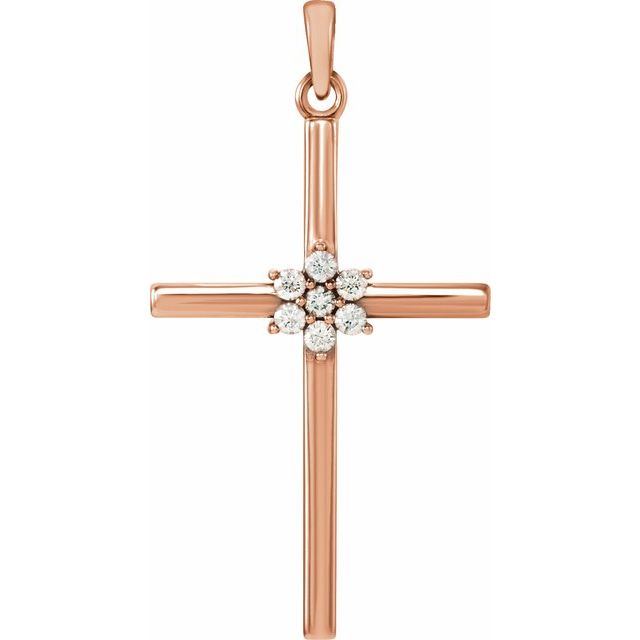 14K Rose Gold 1/10 CTW Natural  Diamond Cross Pendant
