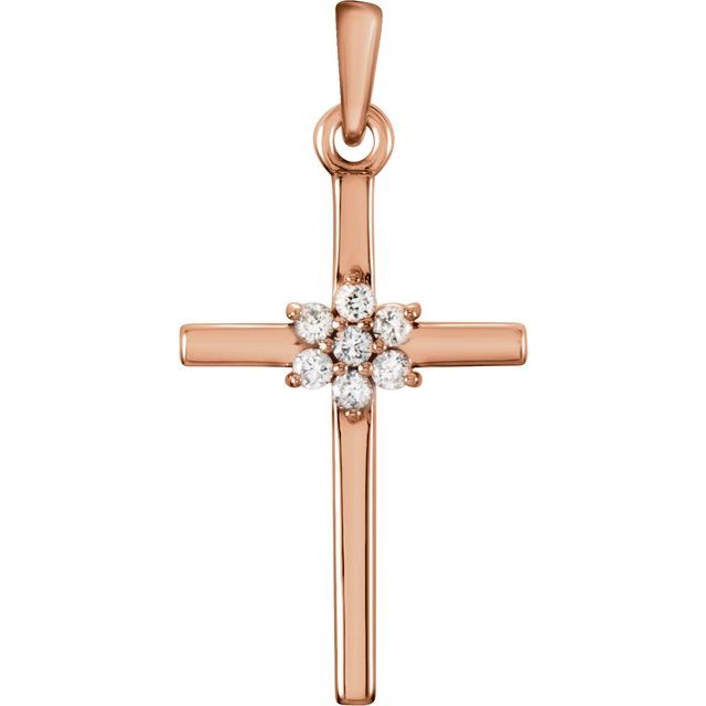 14K Rose Gold .06 CTW Natural Diamond Cross Pendant