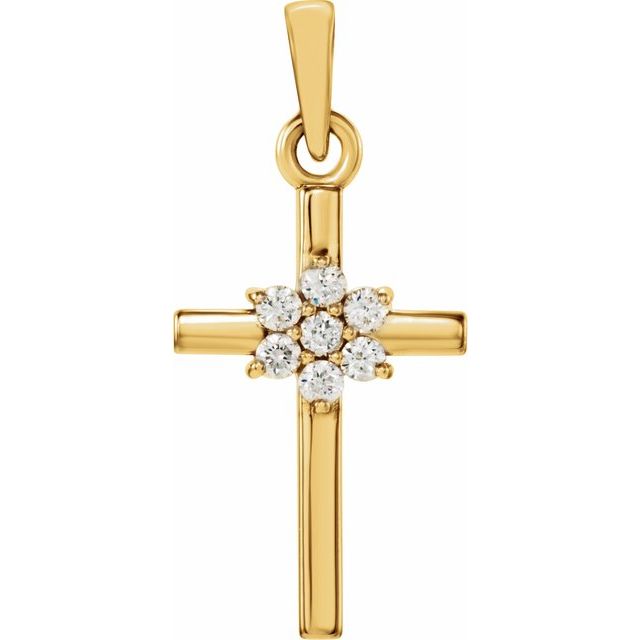 14K Yellow Gold .06 CTW Natural Diamond Cross Pendant