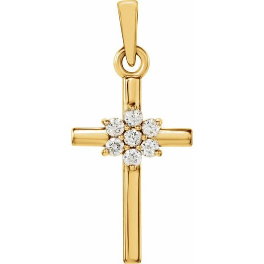 14K Yellow Gold .06 CTW Natural Diamond Cross Pendant