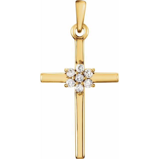 14K Yellow Gold .06 CTW Natural Diamond Cross Pendant