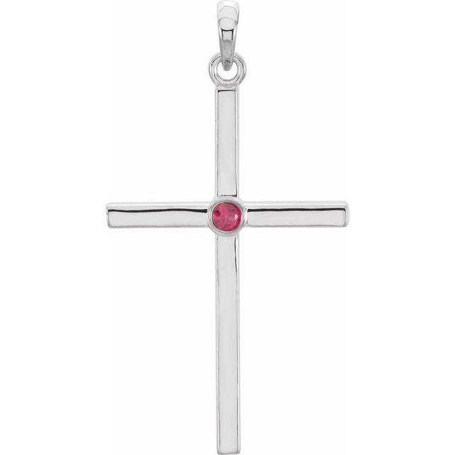 Platinum Natural Ruby Cross Pendant