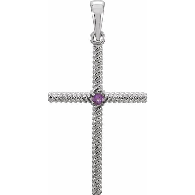 Platinum Natural Amethyst Cross Pendant