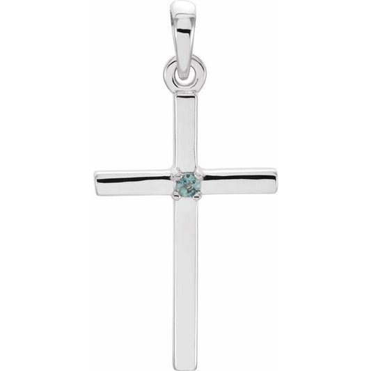 Platinum Natural Alexandrite Cross Pendant