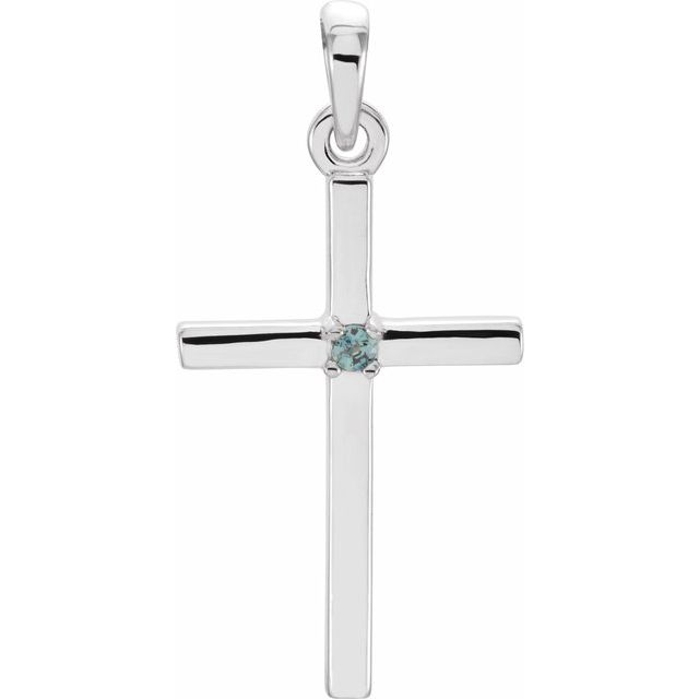 14K White Gold Natural Alexandrite Cross Pendant