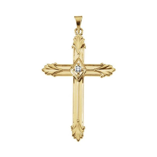 14K Yellow Gold .06 CTW Natural Diamond Cross Pendant