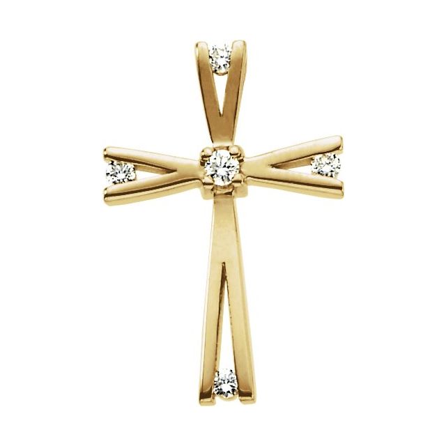 14K Yellow Gold .07 CTW Natural Diamond Cross Pendant