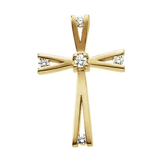 14K Yellow Gold .07 CTW Natural Diamond Cross Pendant