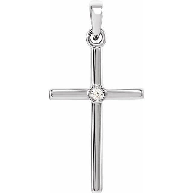 Platinum .015 CT Natural Diamond Cross Pendant