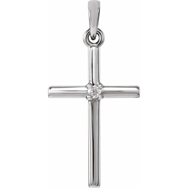 Platinum Natural White Sapphire Cross Pendant