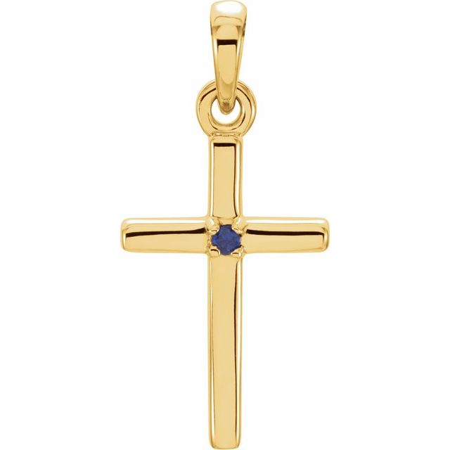 14K Yellow Gold Natural Amethyst Cross Pendant