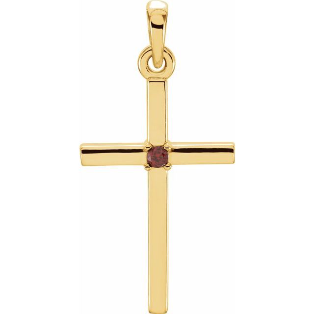 14K Yellow Gold Natural Mozambique Garnet Cross Pendant