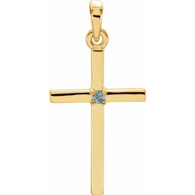 14K Yellow Gold Natural Alexandrite Cross Pendant