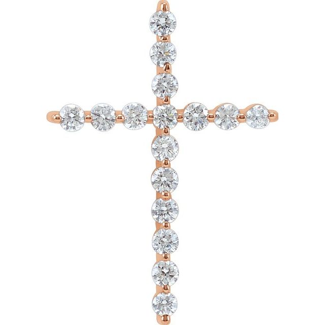 14K Rose Gold 1/5 CTW Natural Diamond Cross Pendant
