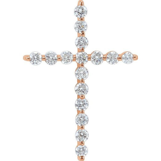 14K Rose Gold 1/5 CTW Natural Diamond Cross Pendant