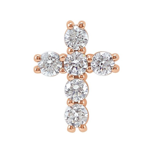 14K Rose Gold 1/4 CTW Natural Diamond Cross Pendant