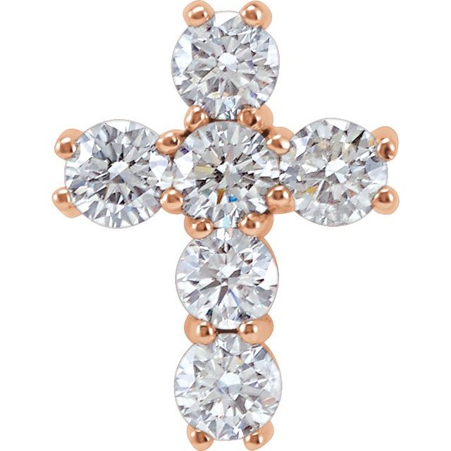 14K Rose Gold 9/10 CTW Natural Diamond Cross Pendant